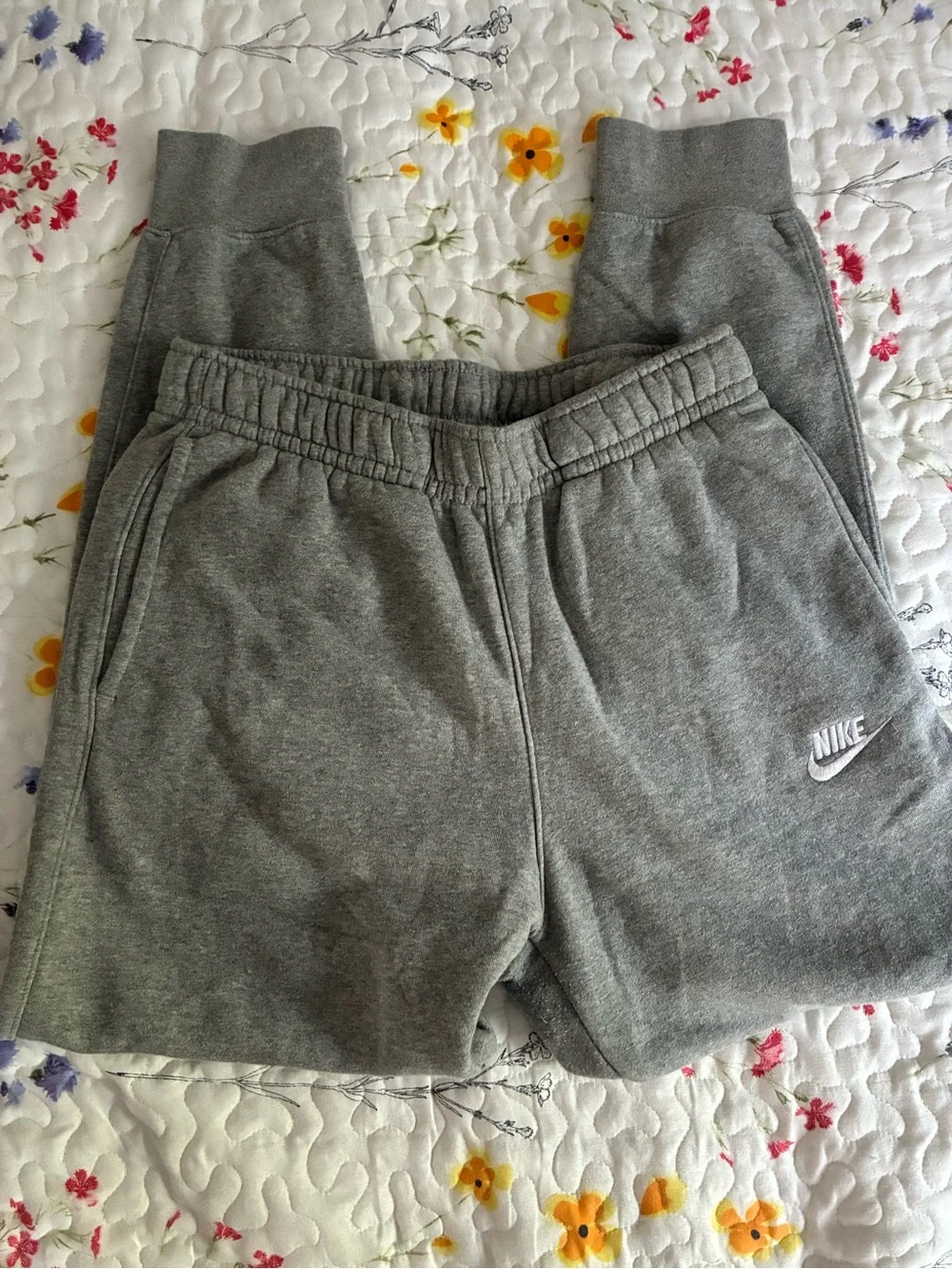 Nike Grey Fleece Joggers with White Logo